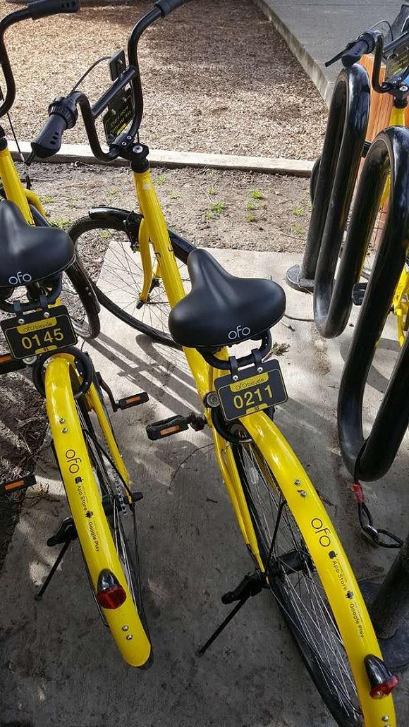 与国内的ofo小黄车所不同的是,车身并没有二维码