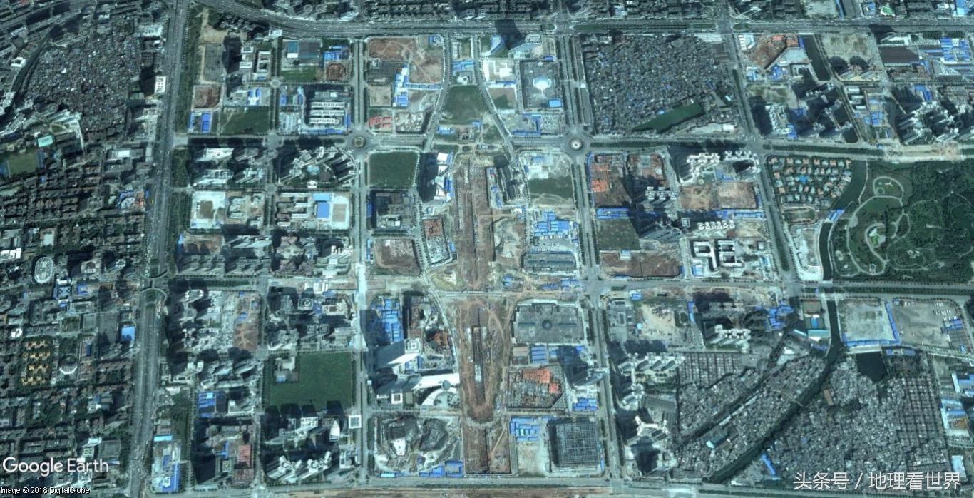 广州天河中央商务区18年变化高清特写卫星地图