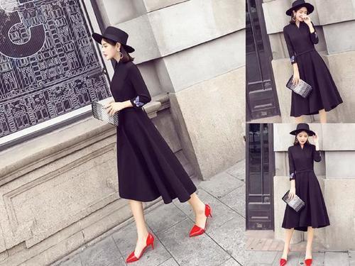 全黑的连衣裙配什么鞋?搭配各种高跟鞋,轻松显