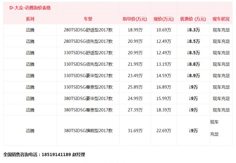 迈腾全系直降9万 汇聚全国 限时优惠