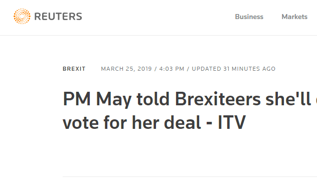 英媒:特雷莎·梅称愿辞职，以换取议员支持脱欧协议