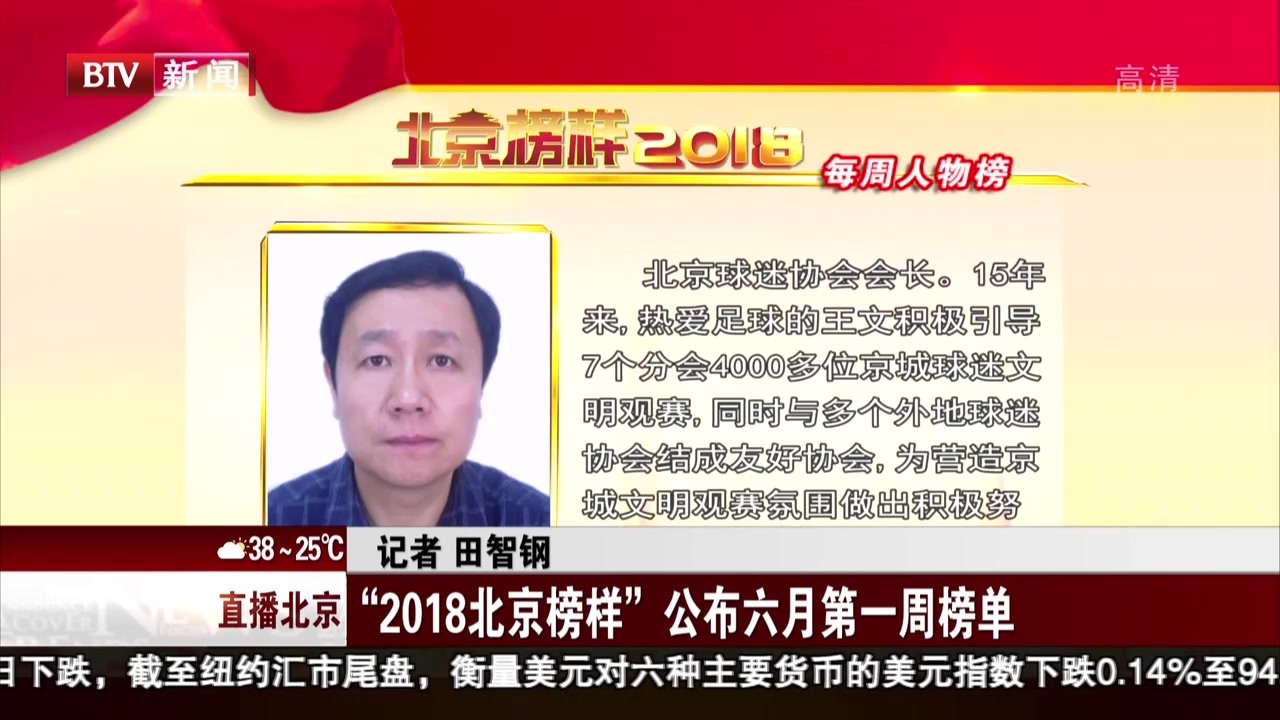 “2018北京榜样”公布六月第一周榜单