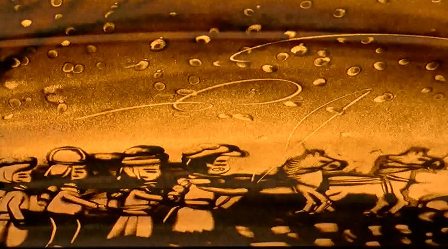 沙画作品《红色文艺轻骑兵》 沙画作品《红色文艺轻骑兵》