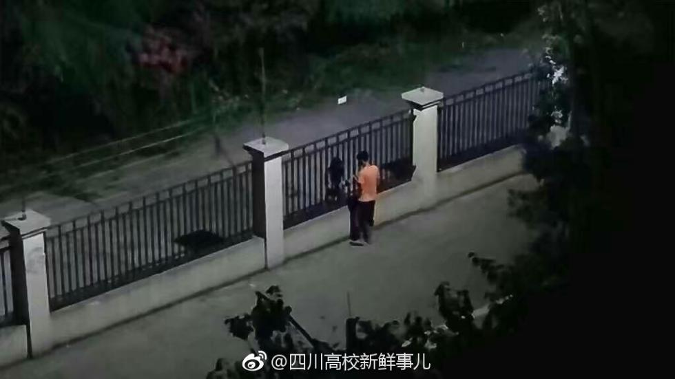 看到小情侣在夜幕中，隔着栅栏，紧紧拥抱在一起，网友们也觉得很心酸。
@清心寡欲W：只有我一个人看到后觉得眼睛干干的想哭吗
@海苔要吃波力_：最近的异地恋