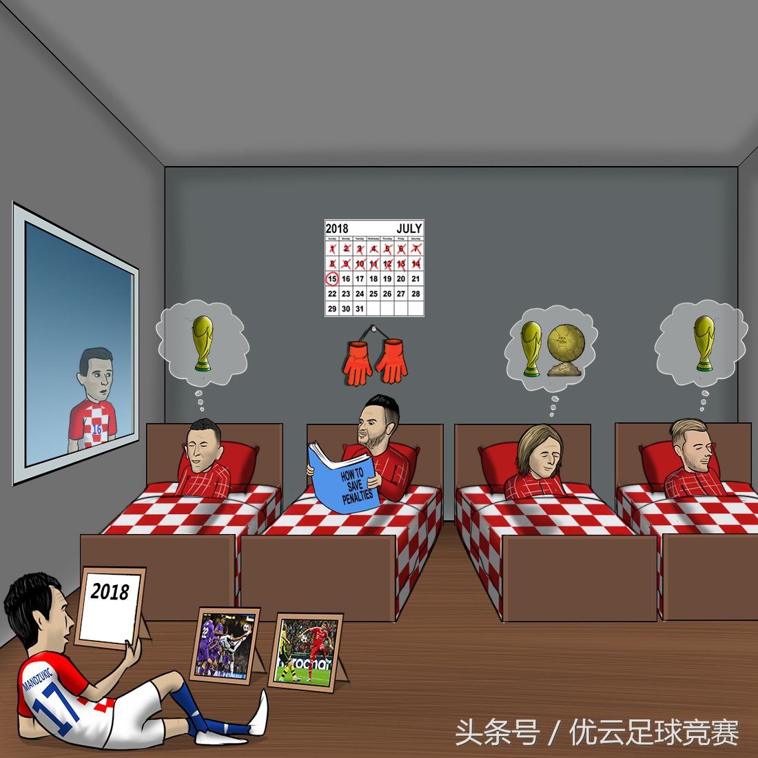 世界杯决赛法国队PK克罗地亚,漫画解读球员内