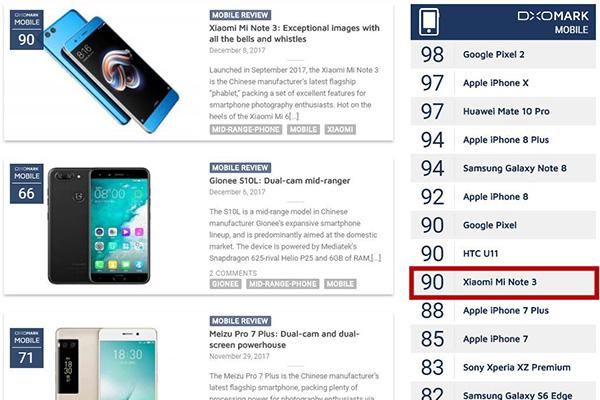 小米Note3评测被DxOMark删除,金立S10也躺枪