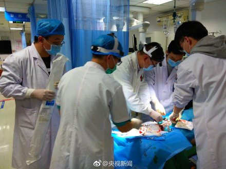 经过医院的诊断，得知该病人得了爆发性心肌炎，情况十分危急，医生们立即对病人进行了长达两个小时的接力心脏复苏按压，但是都没有效果，患者的心脏依旧没有任何反应。