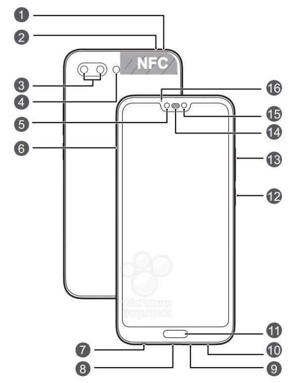 荣耀10手机设计图曝光:支持NFC、保留3.5mm