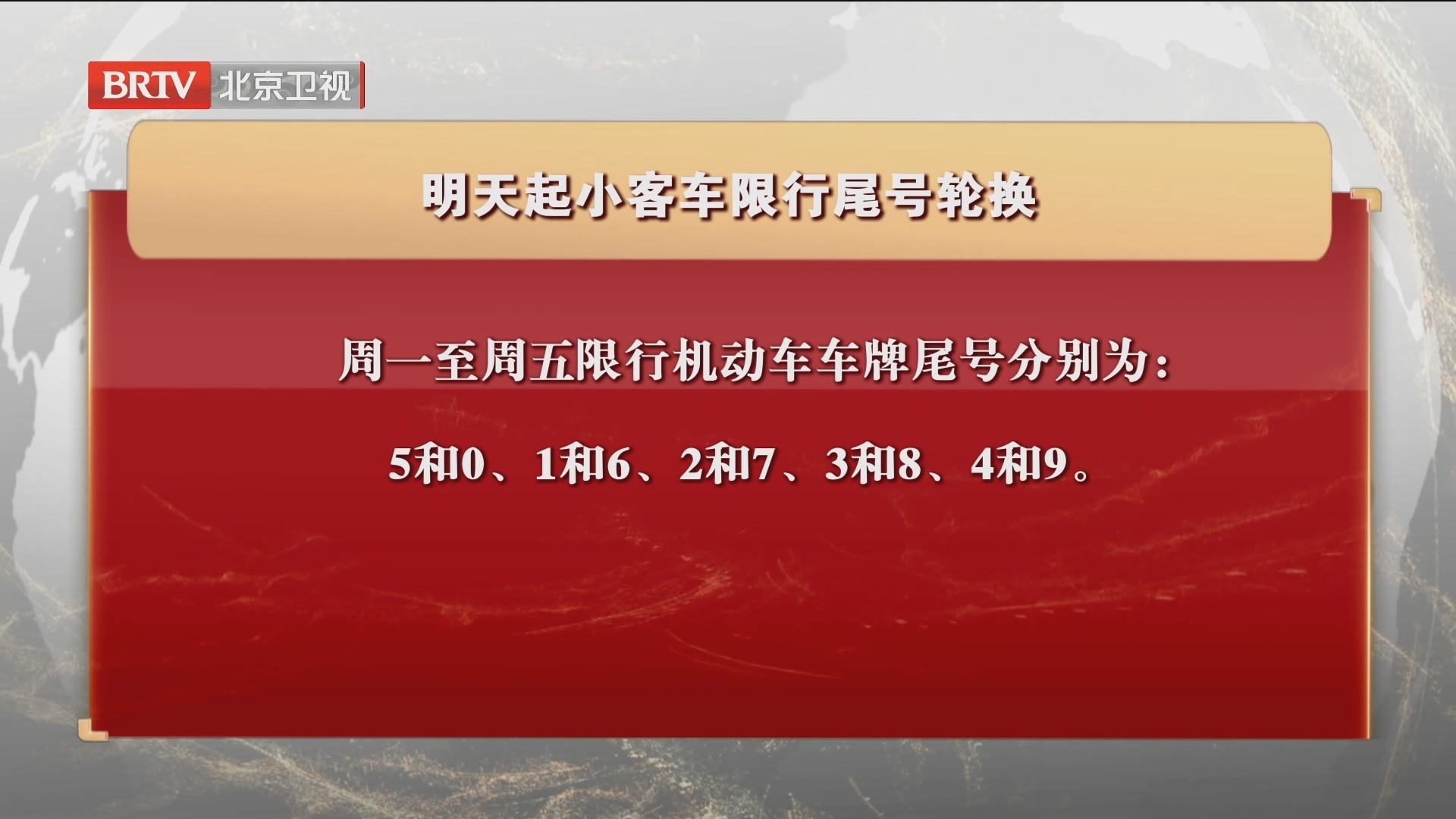 4月1日起小客车限行尾号轮换