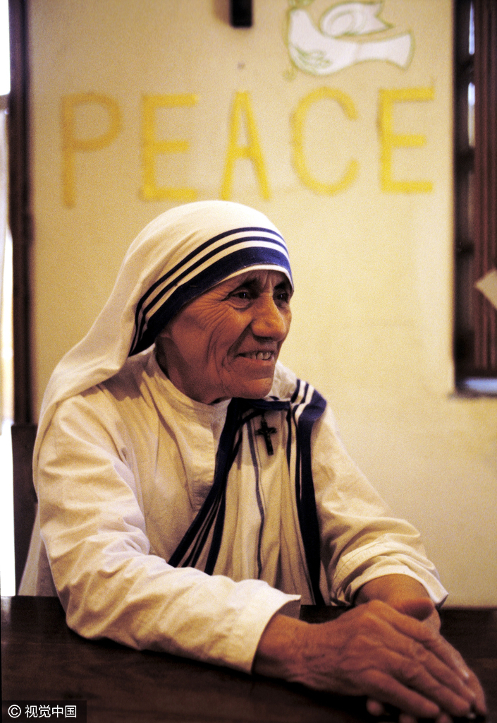 特蕾莎修女晚年留照。