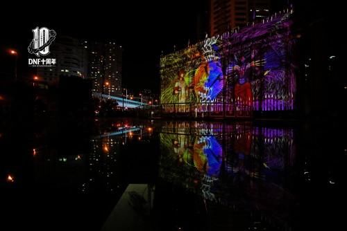 DNF你一定没看过的3D楼体投影秀!女神赛丽亚