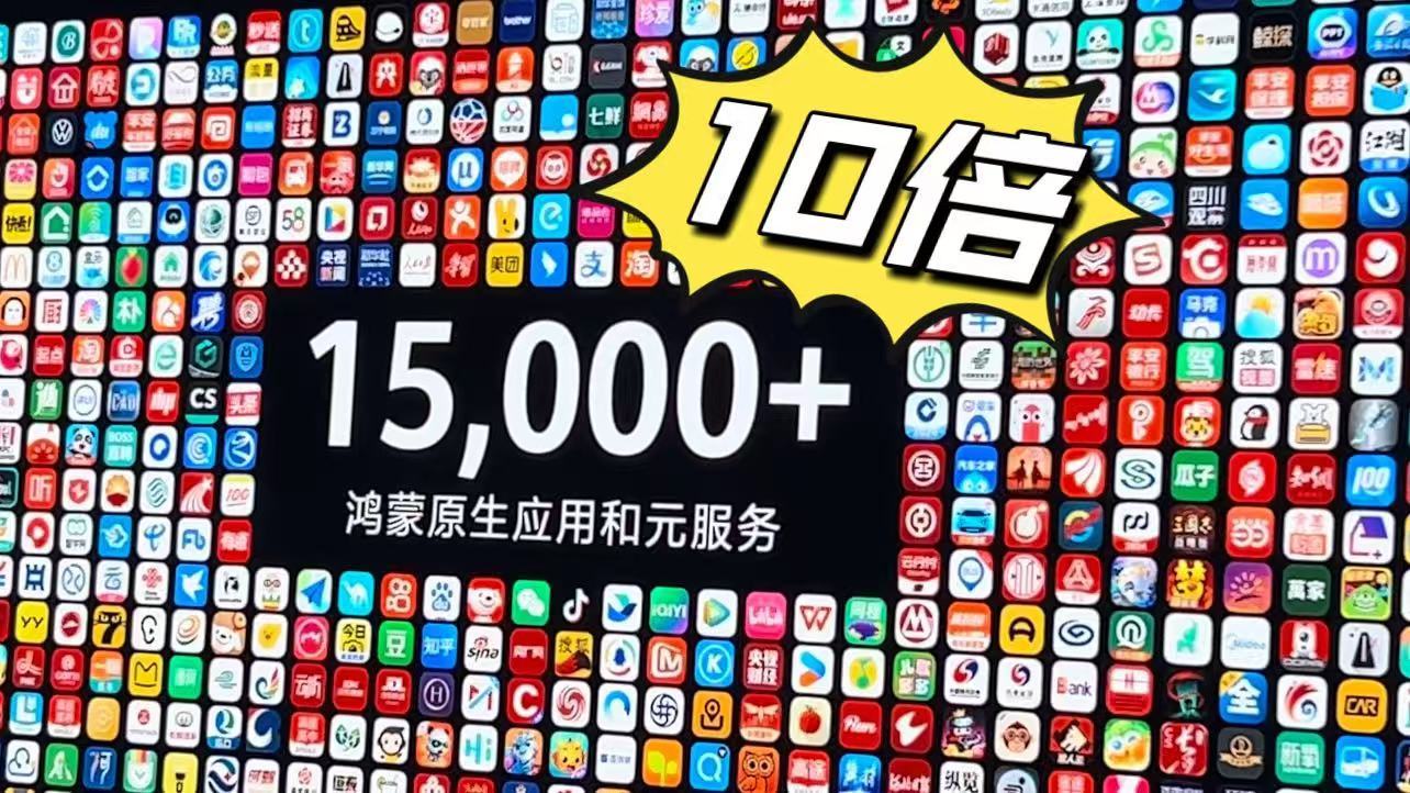 增长10倍!华为鸿蒙原生应用和元服务超过一万五! 增长10倍!华为鸿蒙原生应用和元服务超过一万五!
