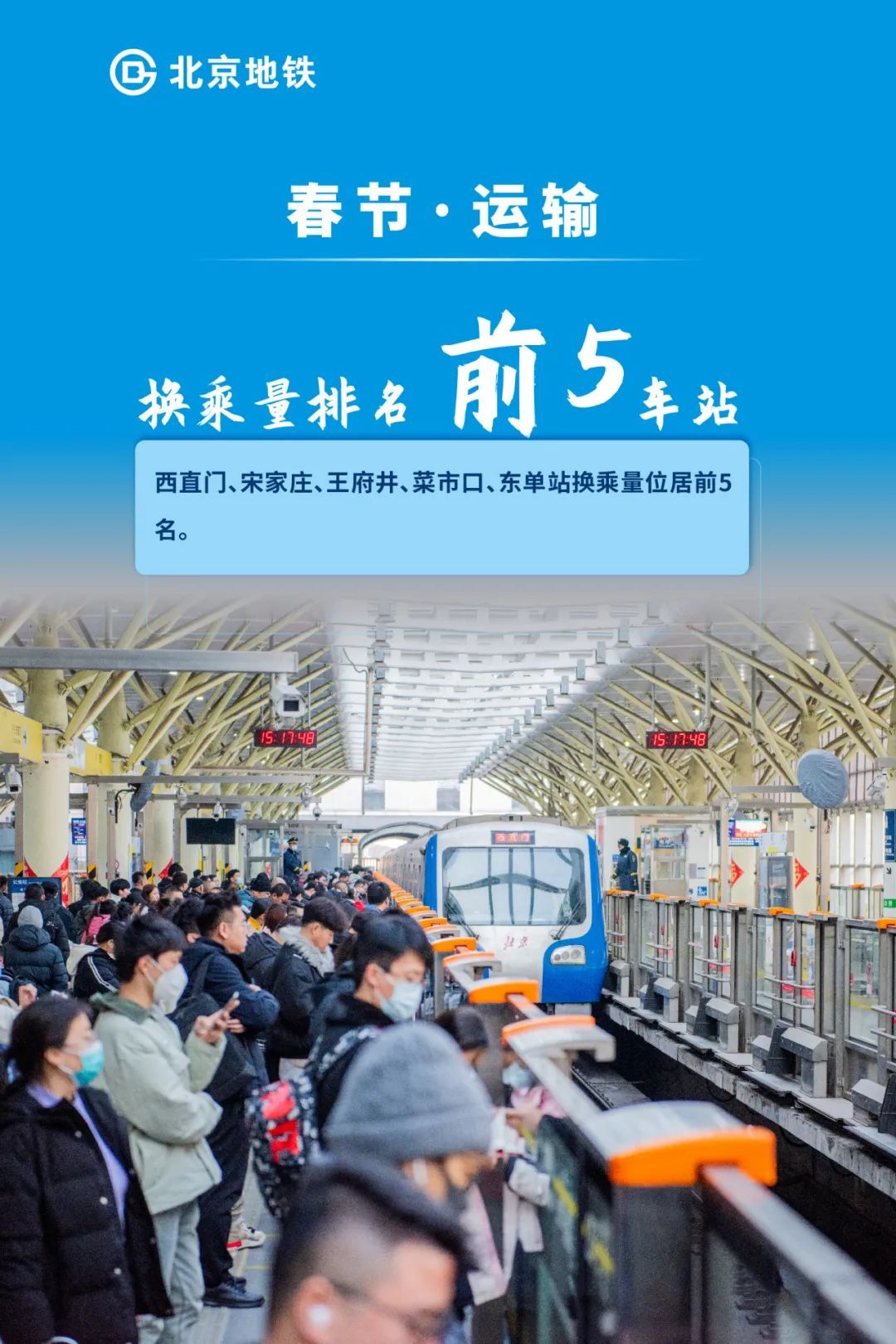 春节假期北京地铁五大人气车站 春节假期北京地铁五大人气车站