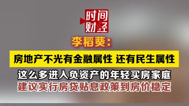 李稻葵：建议实行房贷贴息政策直到房价稳定