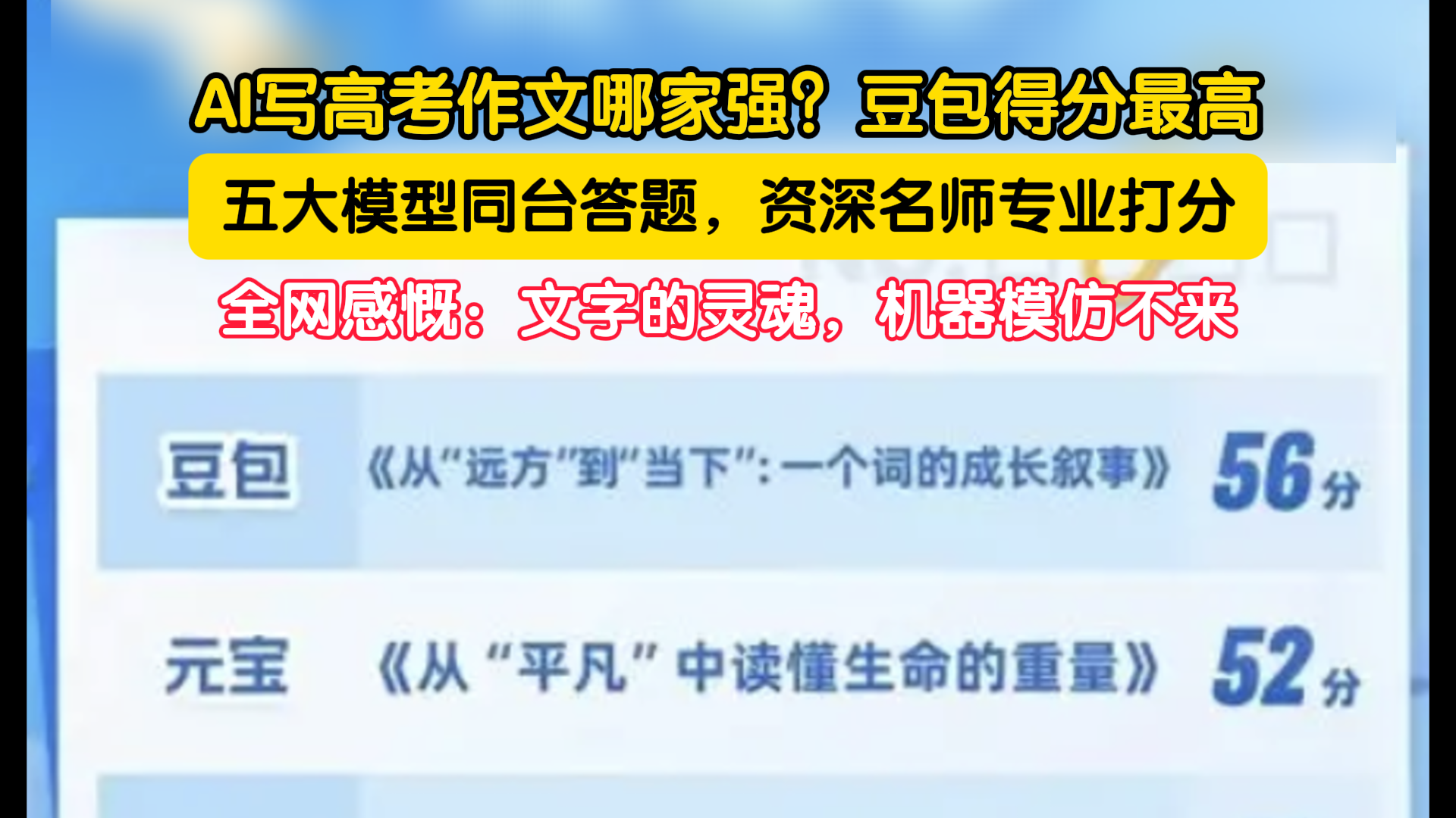 AI迎战2026高考作文实测