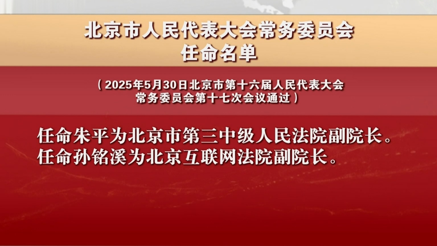 北京市人民代表大会常务委员会任命名单