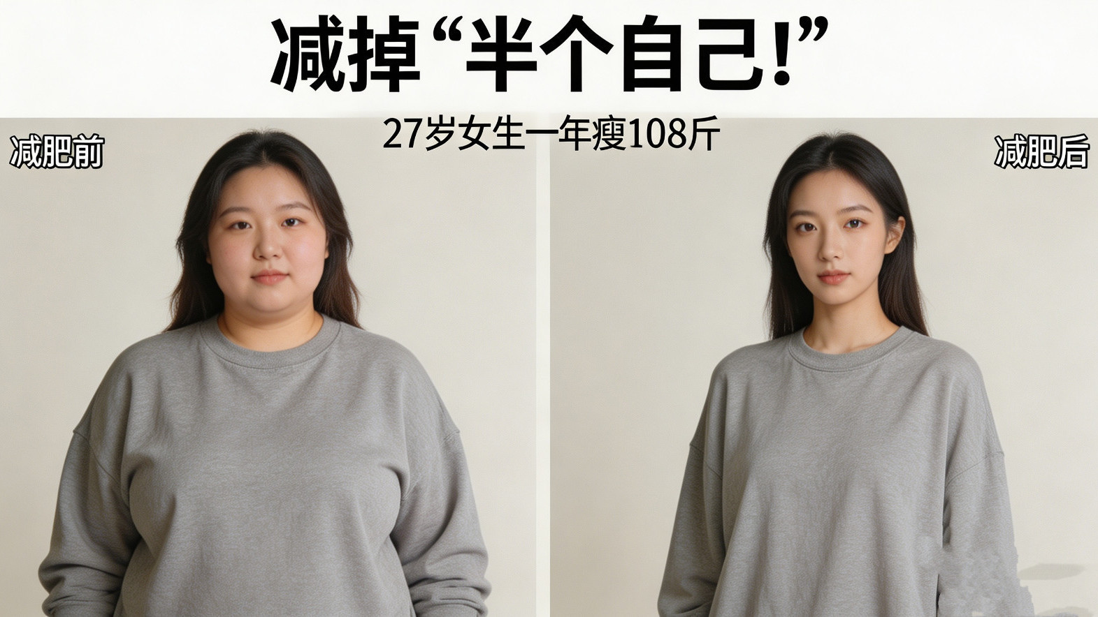 减掉“半个自己！”27岁女生一年瘦108斤