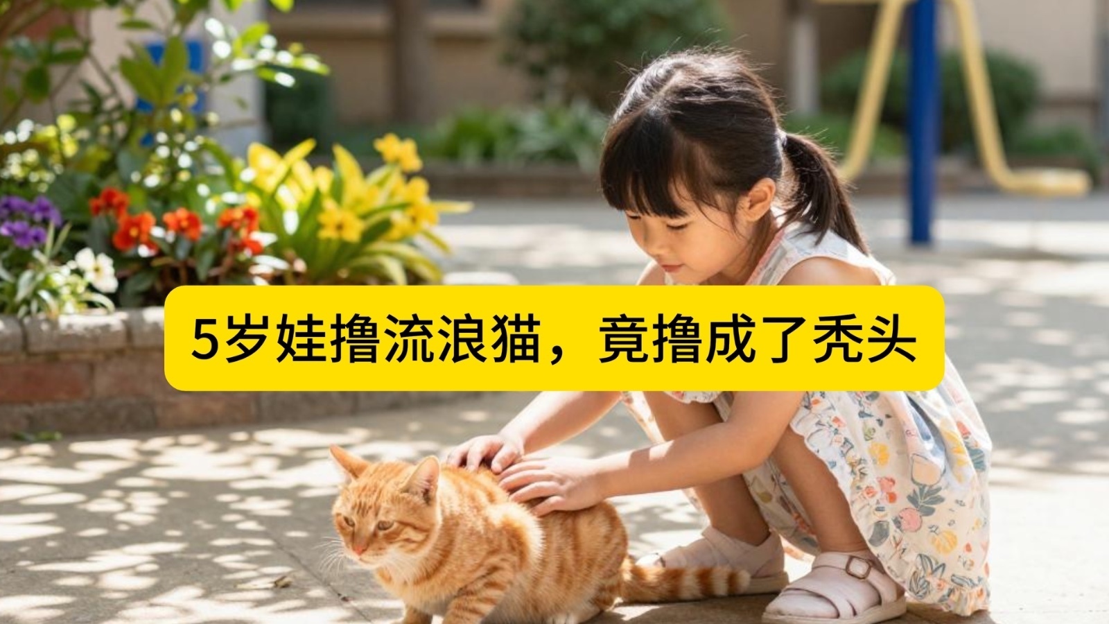 5岁娃撸流浪猫,竟撸成了秃头 5岁娃撸流浪猫,竟撸成了秃头