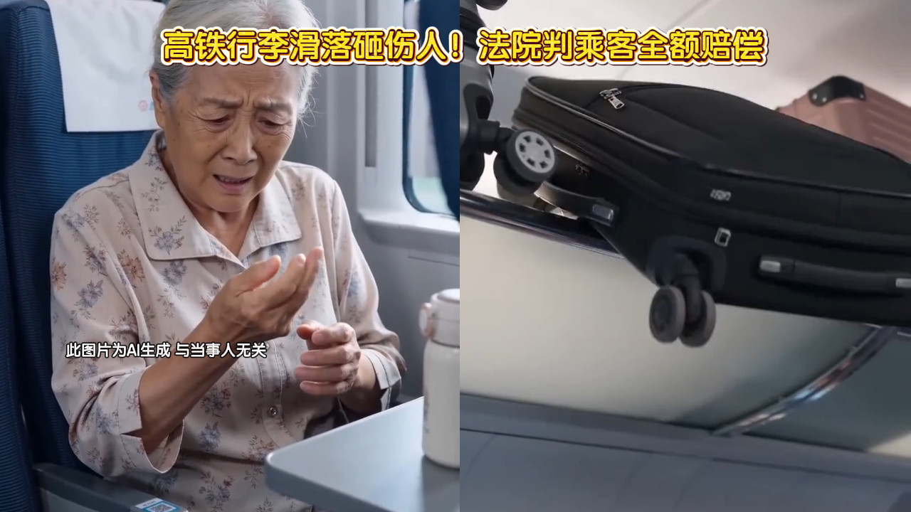 高铁行李滑落砸伤人！法院判乘客全额赔偿