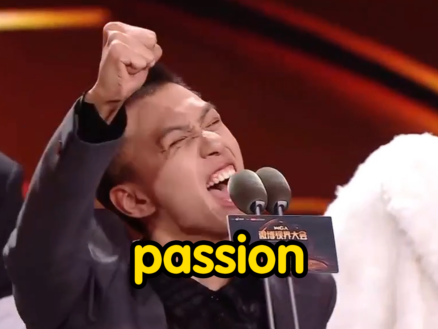 付航在微博视界大会领奖后，再现“passion”名场面