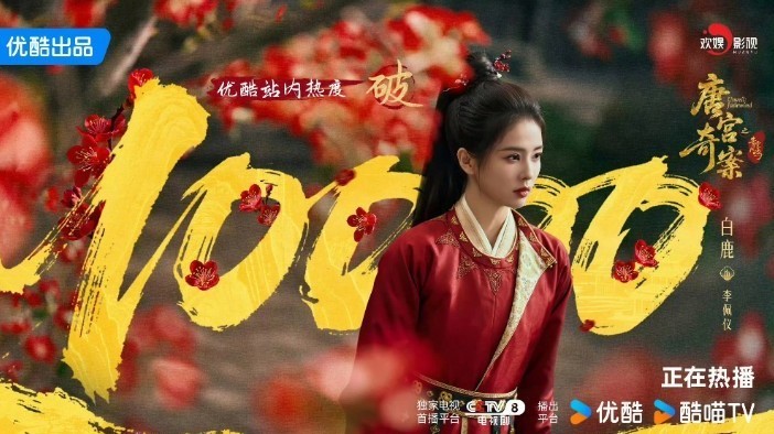 白鹿新剧《唐宫奇案》开播73小时热度破万